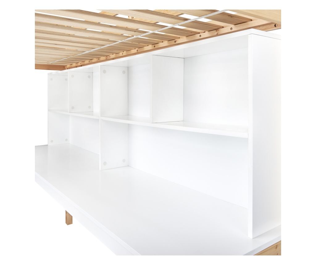 Galériaágy íróasztallal Fenyő FOUCAMONT 90 x 200 cm Világosbarna - 10