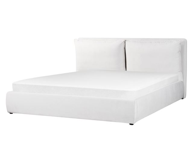 BAJONNA Velvet Ottoman Bed Frame 180 x 200 cm Off-White