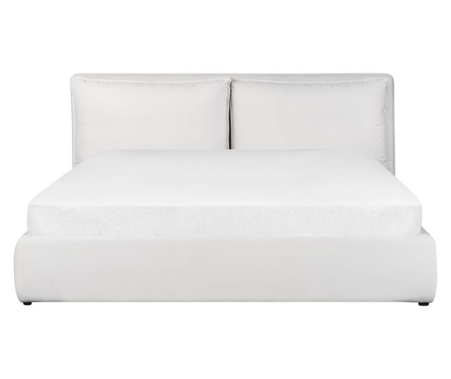 BAJONNA Velvet Ottoman Bed Frame 180 x 200 cm Off-White