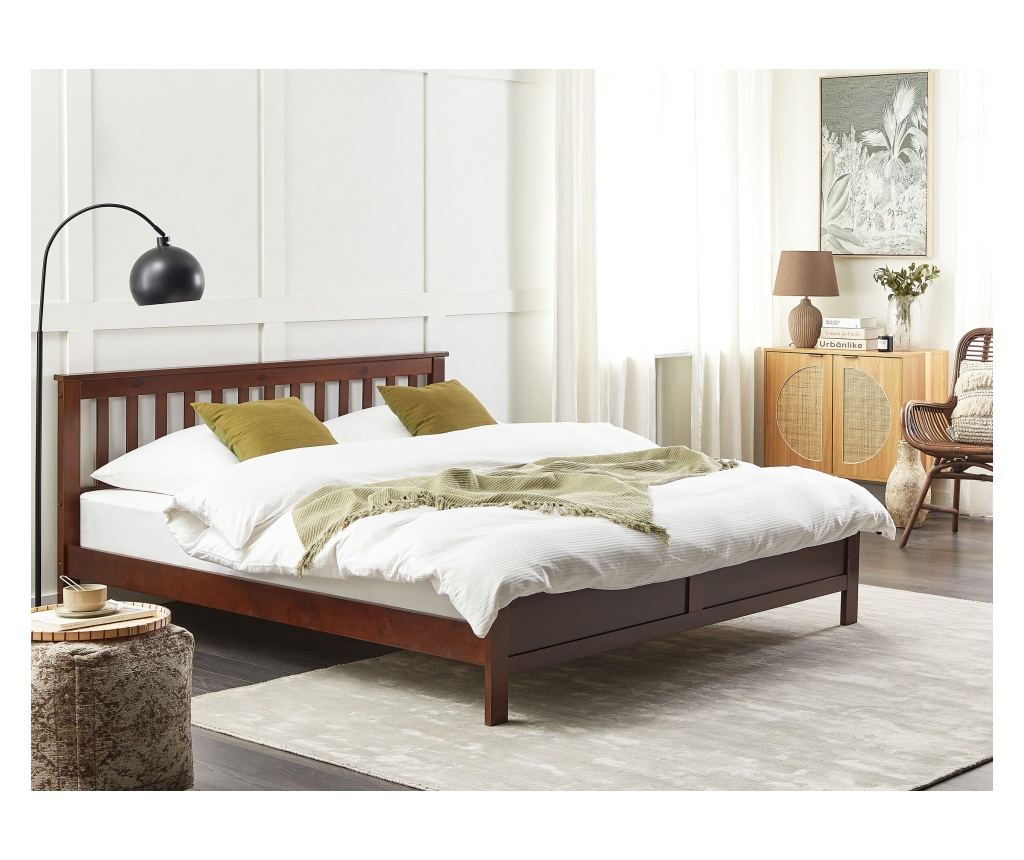 Ágy Fenyő MAYENNE 180 x 200 cm Sötétbarna - 1