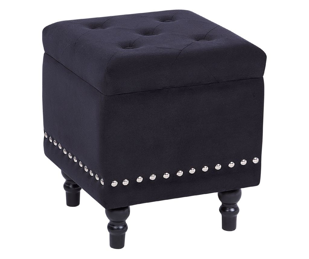 Tárolós puff LORETTO Bársony Fekete - 2