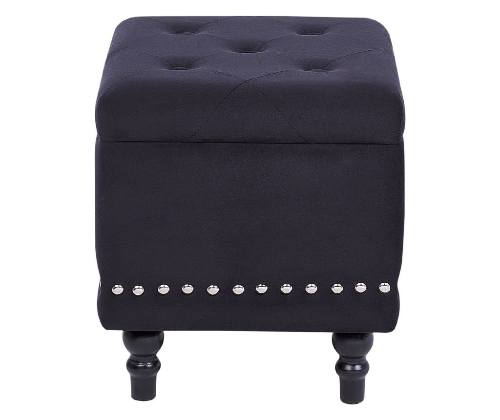 Tárolós puff LORETTO Bársony Fekete - 4