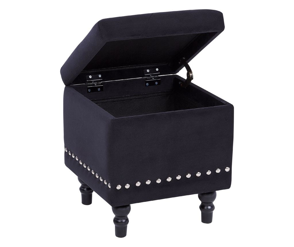 Tárolós puff LORETTO Bársony Fekete - 5