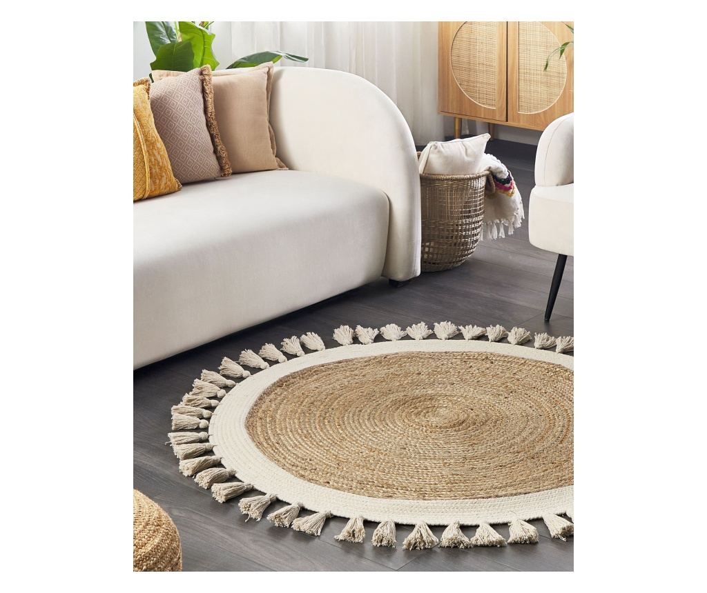 Szőnyeg SAMSUN Bézs ø 120 cm Juta zsákvászon - 1