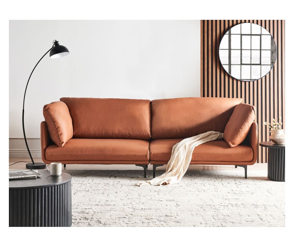 Kanapé 3 személyes REVSNES Műbőr Aranybarna - 1