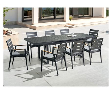 Masă dining extensibilă pentru grădină VALCANETTO 180/240 cm 90 cm Metal Negru