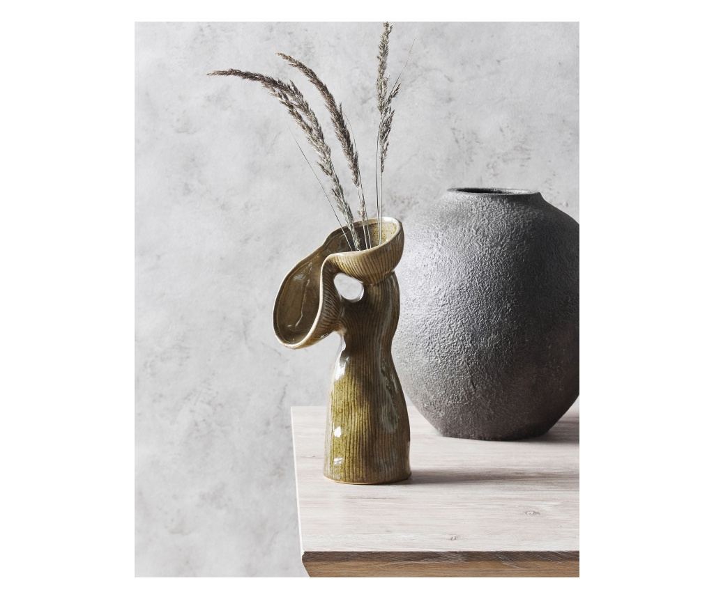 Virágtartó váza CALAMUS Kőcserép 28 cm Zöld - 1