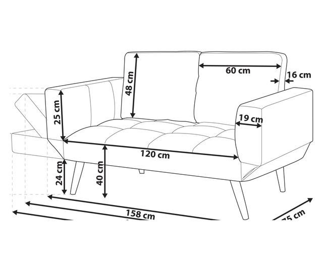 BREKKE 2-Seater Sofa Bed Black