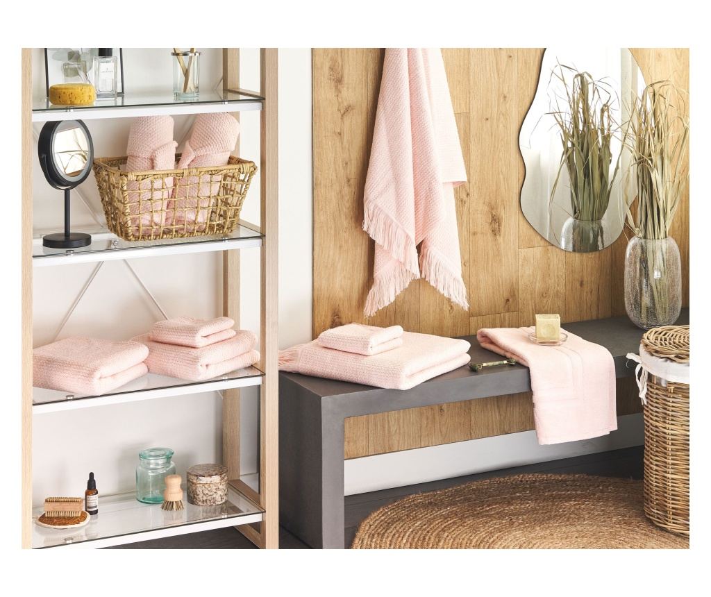 Kilencdarabos törölközőszett ATIU Pamut frottír Pasztellrózsaszín - 1