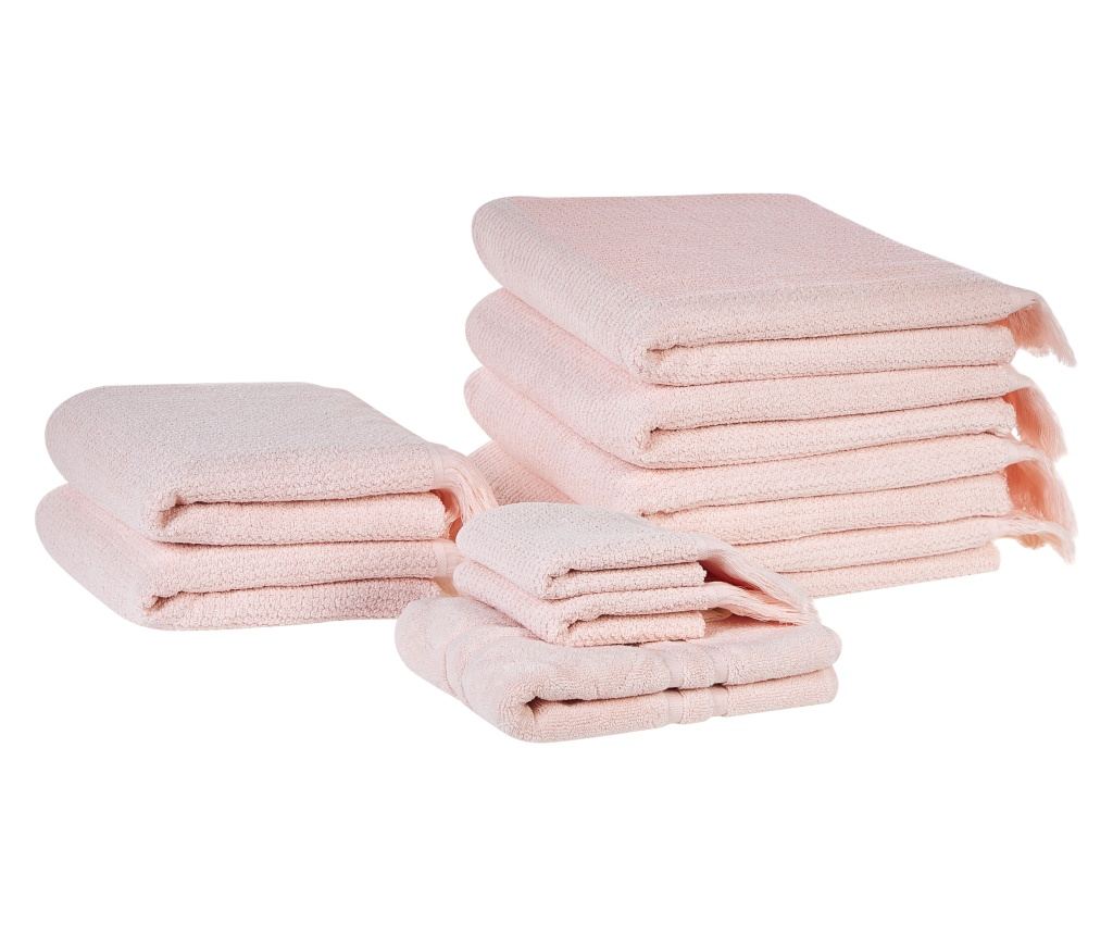 Kilencdarabos törölközőszett ATIU Pamut frottír Pasztellrózsaszín - 2