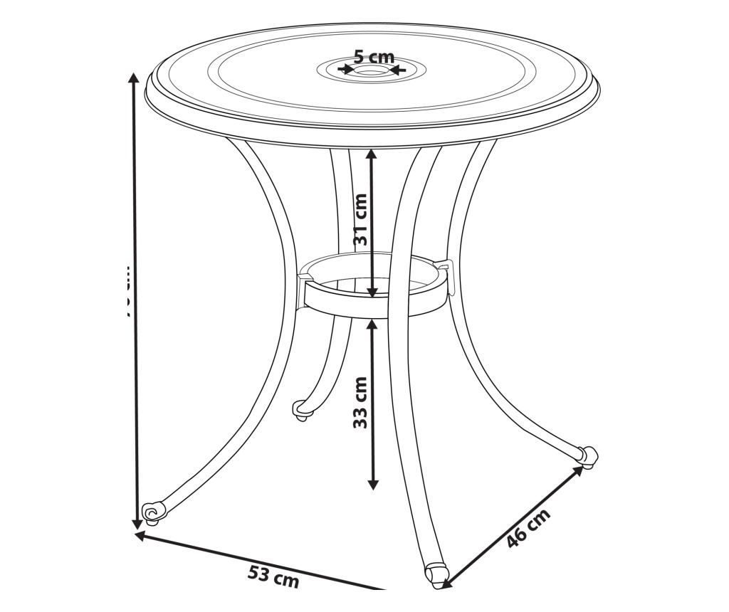 Bisztró asztal ANDALO 68 cm 68 cm Fém Barna - 3