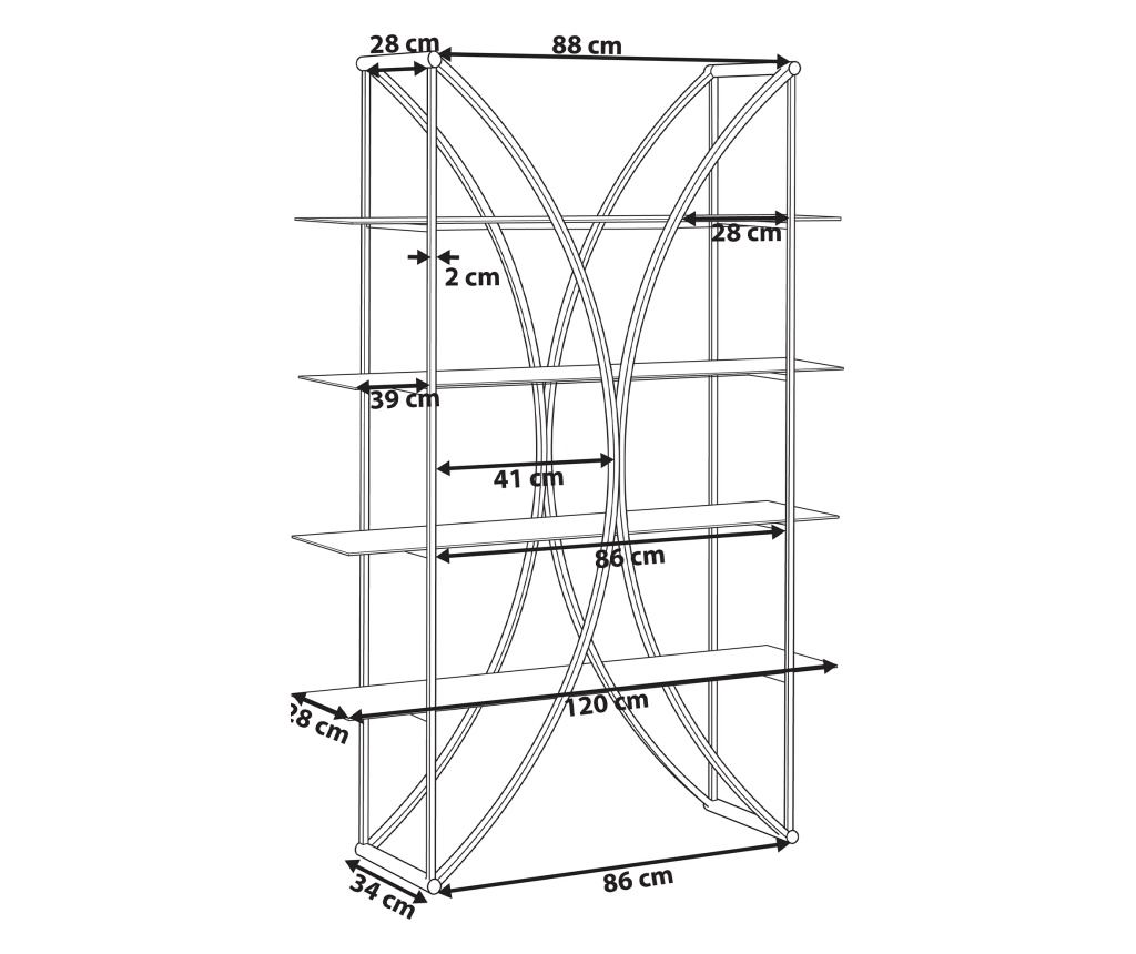 Négyszintes polcos elem HOLLOW Fém 175 cm Ezüst - 2