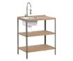 Kültéri konyhasziget mosogatóval IVREA Tanúsított akácfa Barna/ezüst thumbnail 2