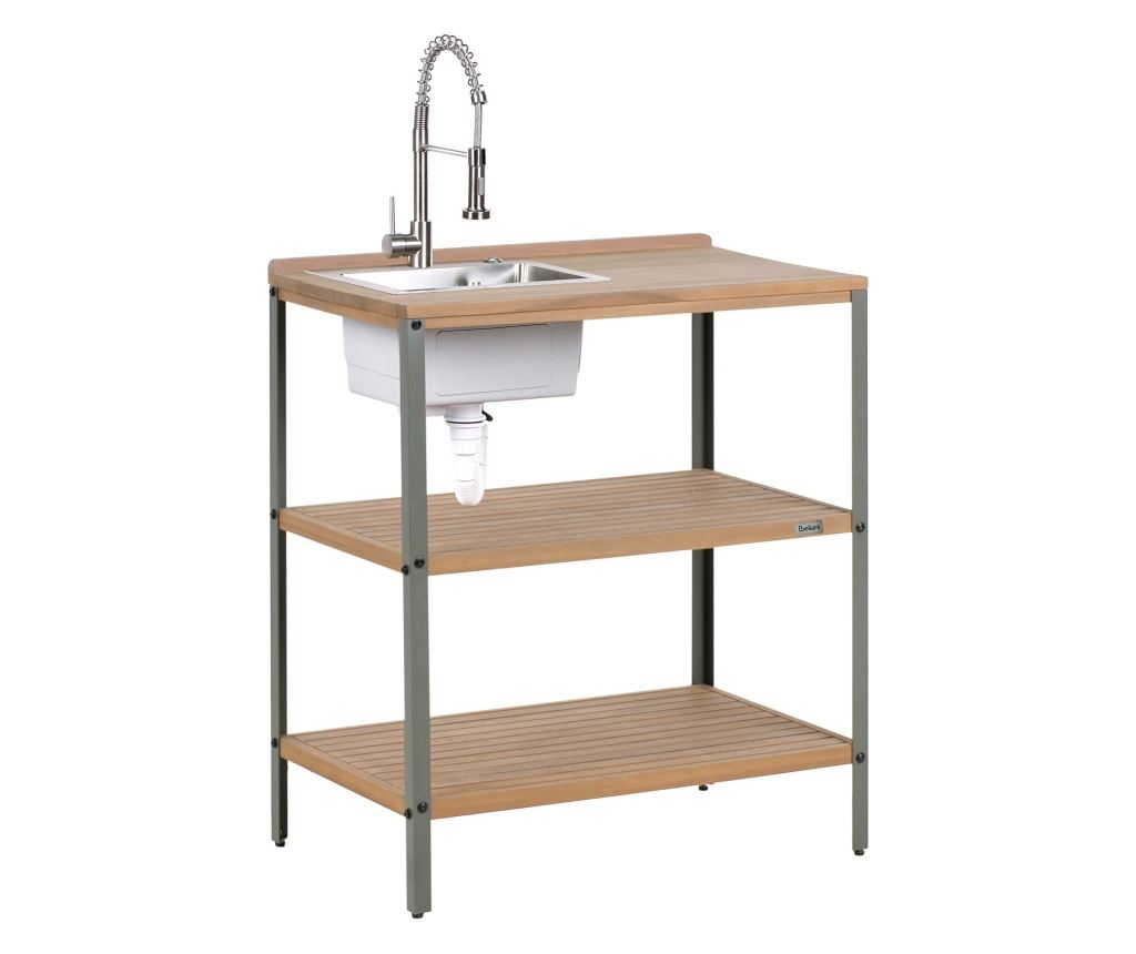 Kültéri konyhasziget mosogatóval IVREA Tanúsított akácfa Barna/ezüst - 2
