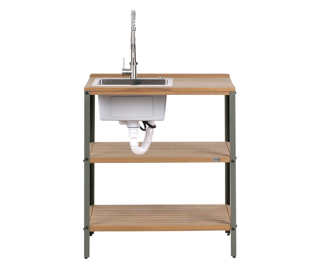 Kültéri konyhasziget mosogatóval IVREA Tanúsított akácfa Barna/ezüst - 4