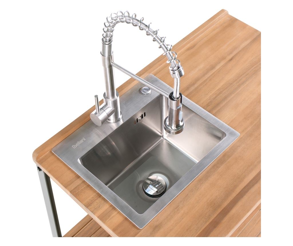 Kültéri konyhasziget mosogatóval IVREA Tanúsított akácfa Barna/ezüst - 9