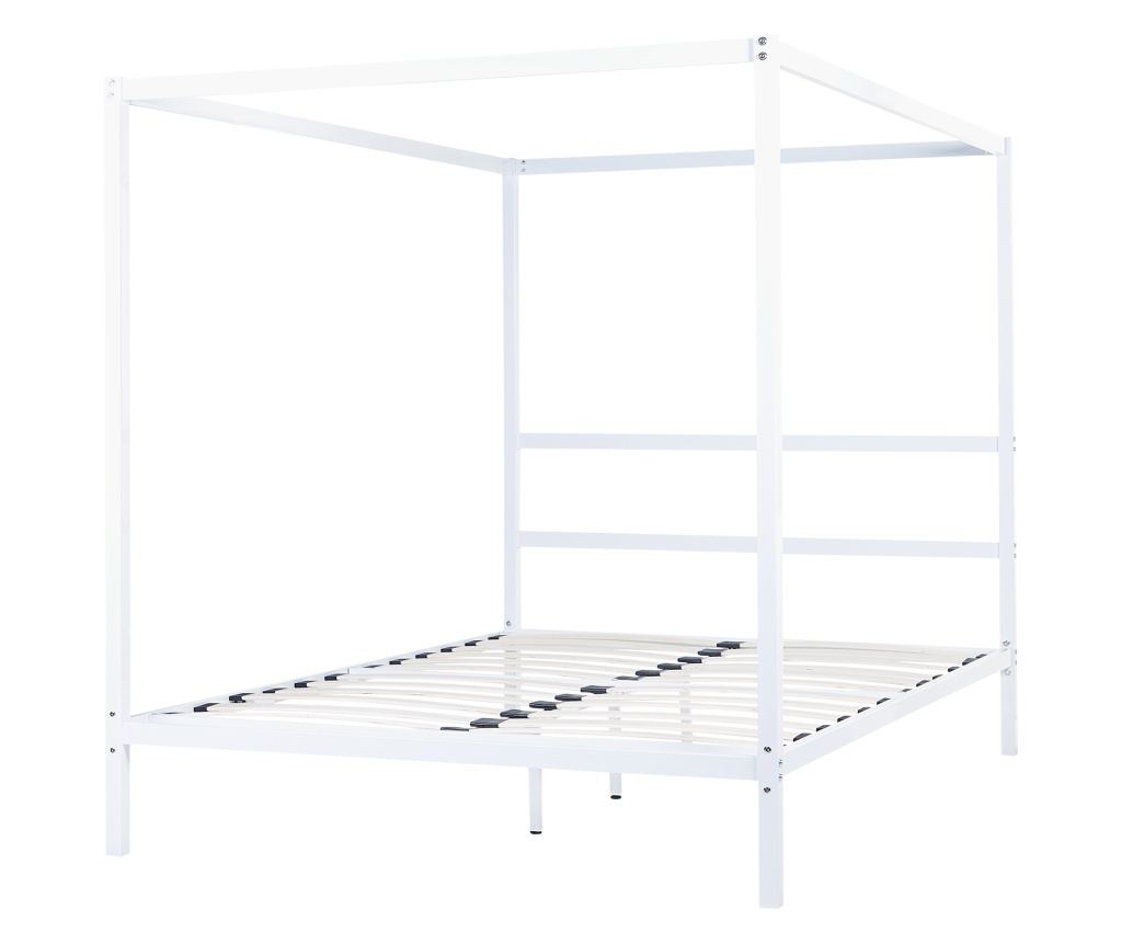 Baldachinos ágy Fém LESTARDS 160 x 200 cm Fehér - 5