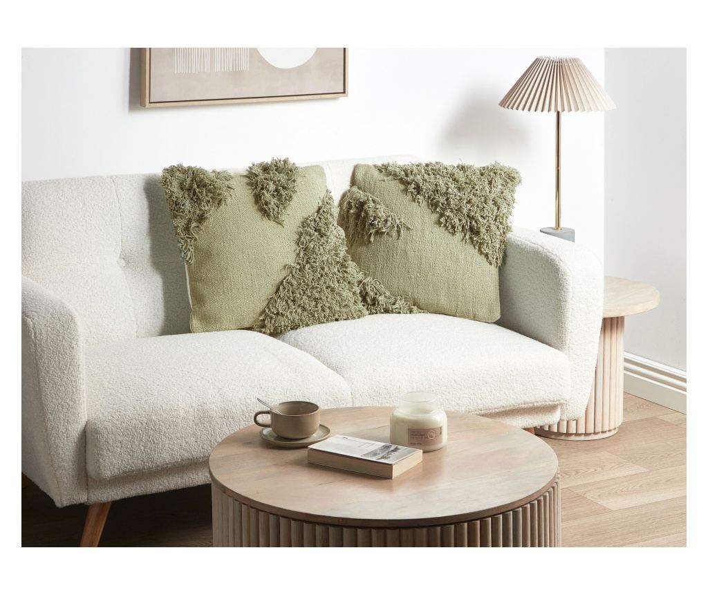 2 db díszpárna SOURWOOD Pamut 45 x 45 cm Világoszöld Geometrikus mintás - 1