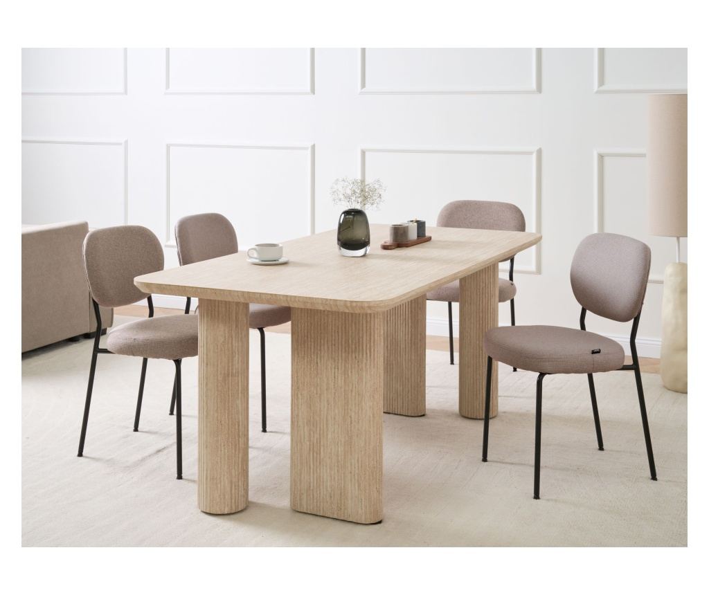 Étkezőasztal BARROY Travertin hatású 90 cm 180 cm - 1