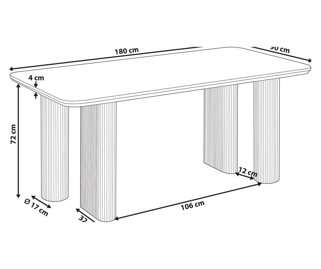 Étkezőasztal BARROY Travertin hatású 90 cm 180 cm - 3