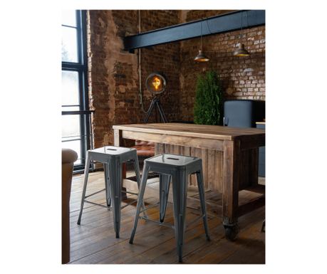 Set de 2 scaune de bar CABRILLO Metal Gri