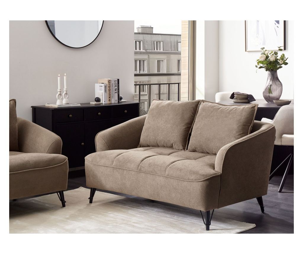 Kanapé 2 személyes HOBRO Világosbarna - 1