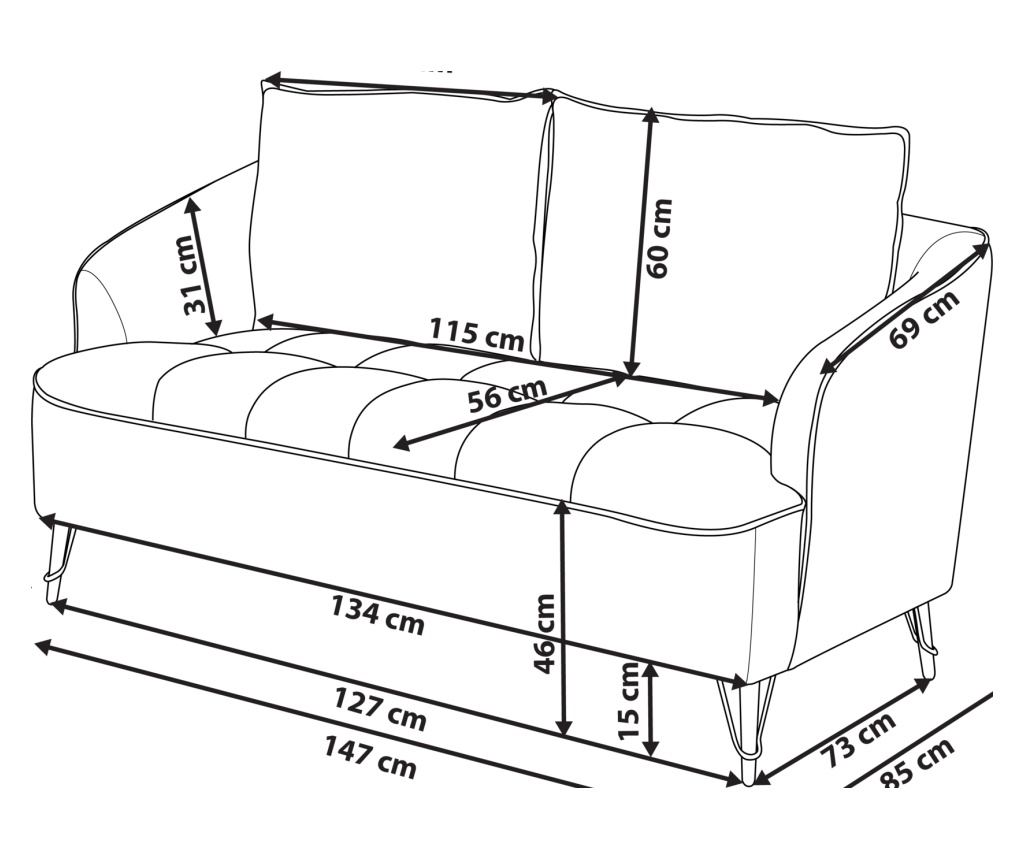Kanapé 2 személyes HOBRO Világosbarna - 3