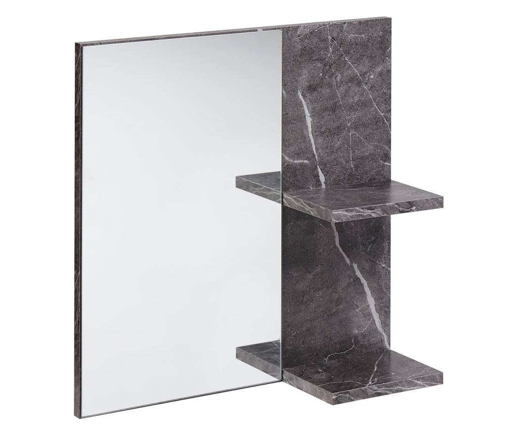 Falitükör polccal PELOTAS 45 cm 45 cm Márvány/fekete - 2
