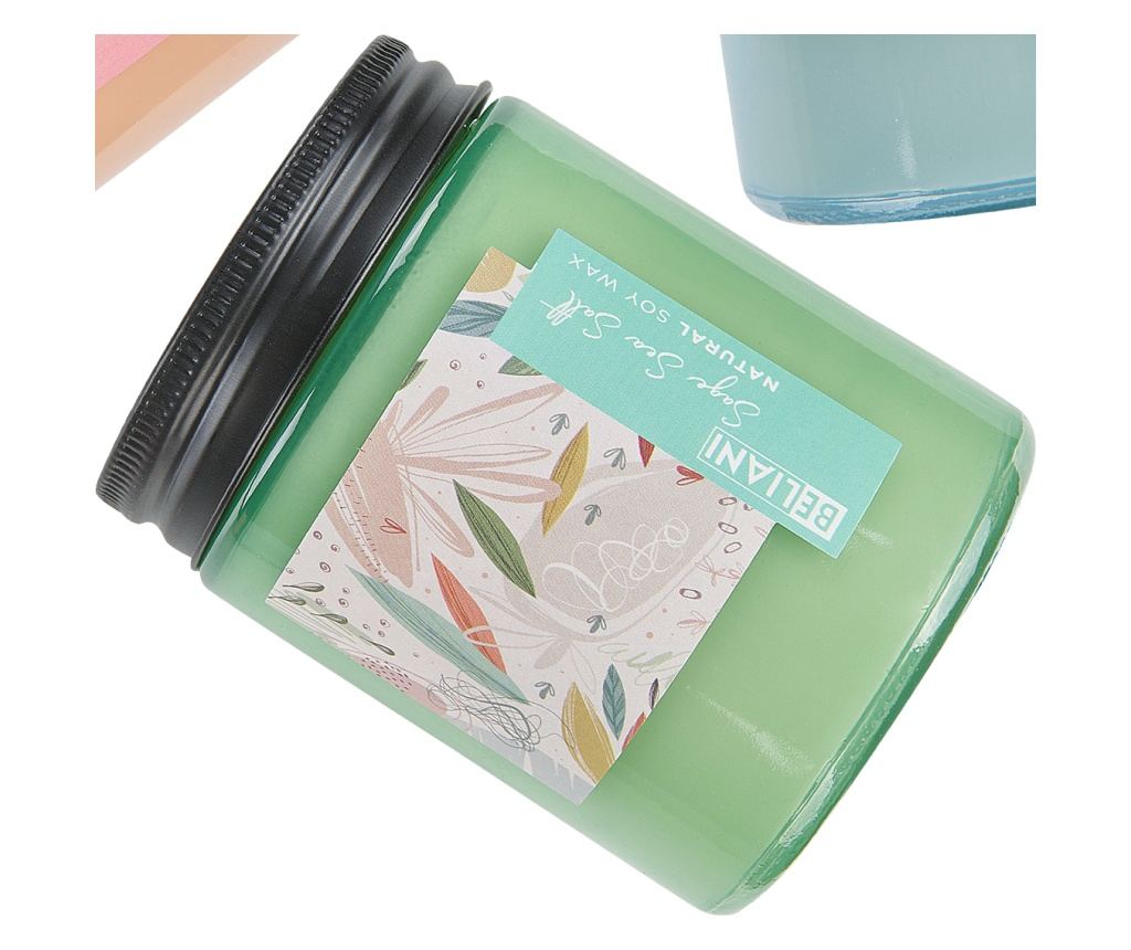 Illatgyertya háromdarabos szettben FRUITY BLOOM Szójaviasz Friss jegyek Virágos jegyek - 3