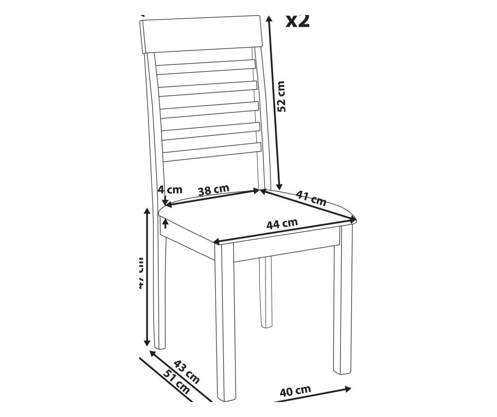 Étkezőszék kétdarabos szettben ORTLEY Keményfa Sötétbarna/tópszínű - 3