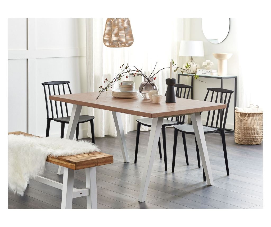 Étkezőasztal LENISTER Barna/fehér 90 cm 150 cm - 1