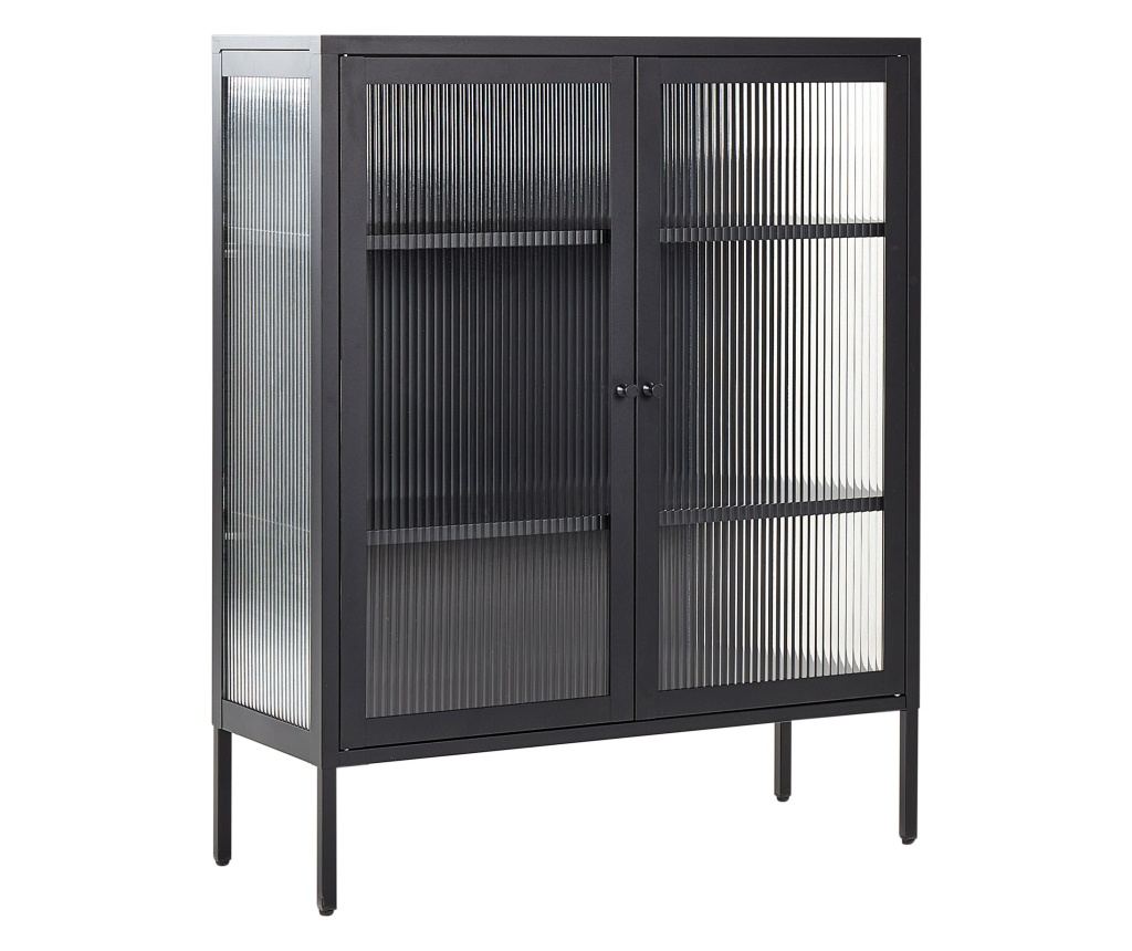 Vitrin LERRYN Fém 90 cm Fekete - 2