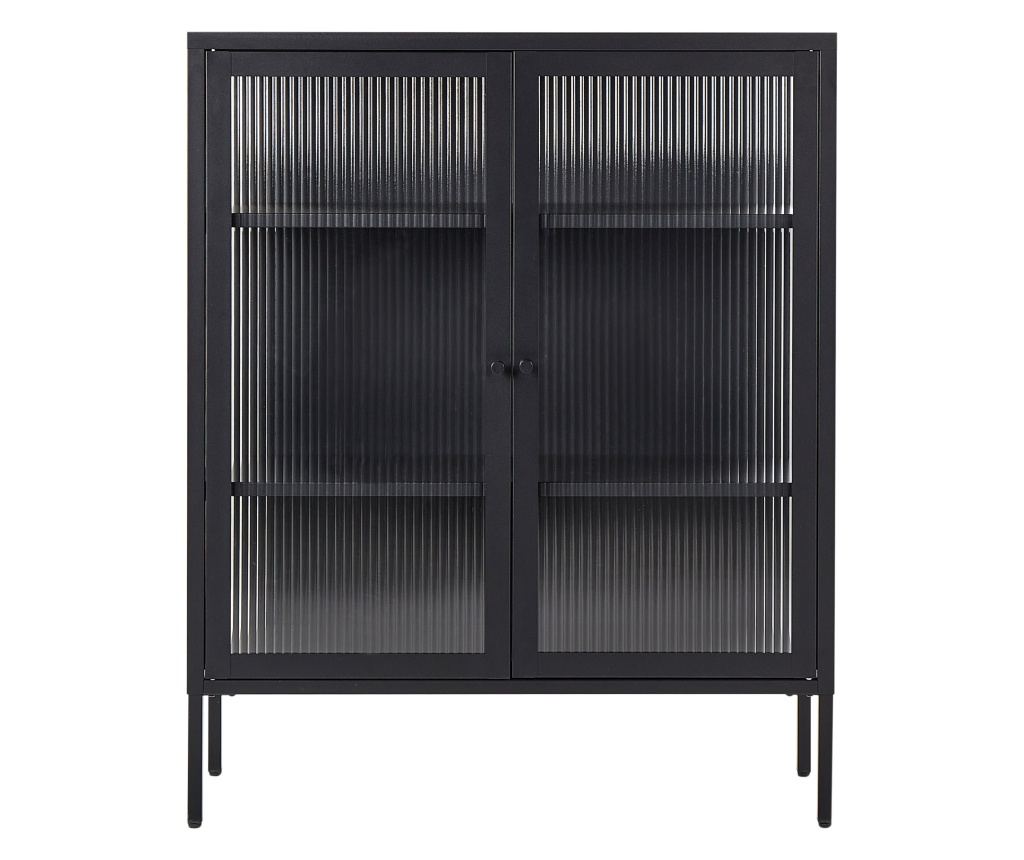 Vitrin LERRYN Fém 90 cm Fekete - 4