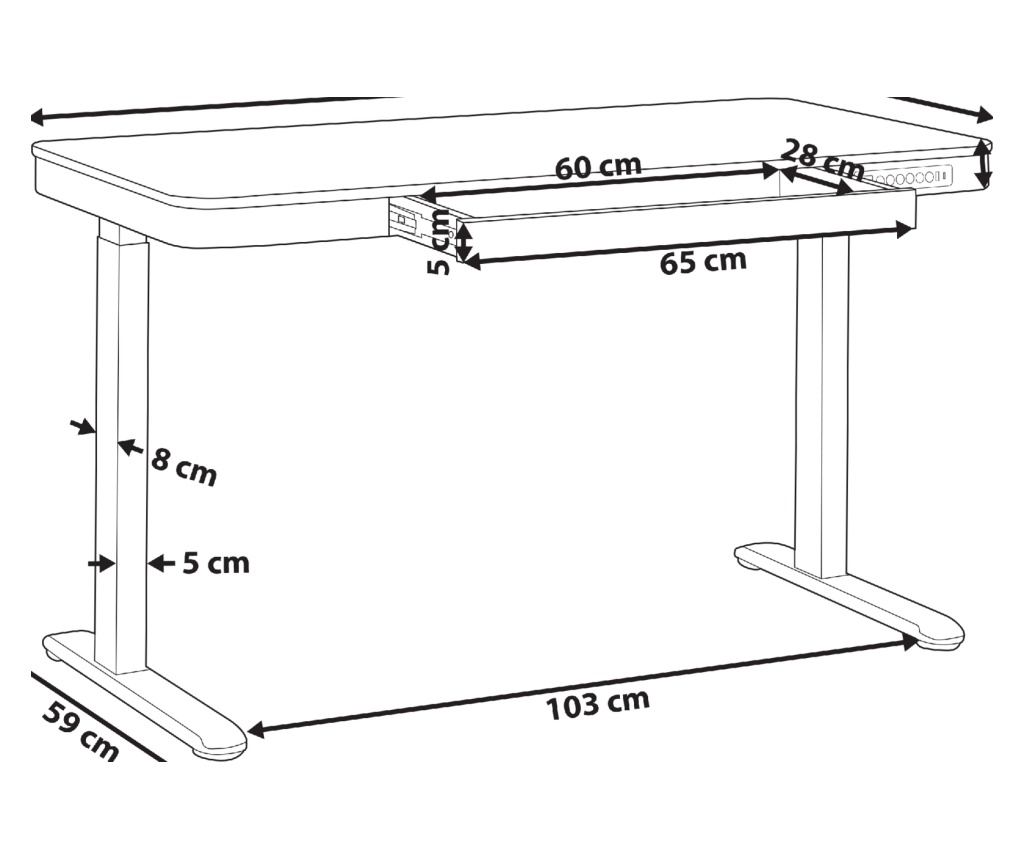 Elektromosan állítható asztal KENLY Barna/fehér 120 cm 60 cm USB porttal - 3