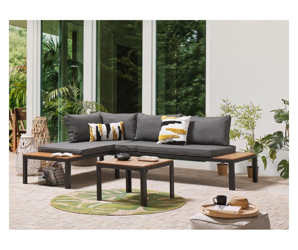 Kerti sarok ülőgarnitúra 4 személyes PIENZA II Jobb oldali Szürke - 1