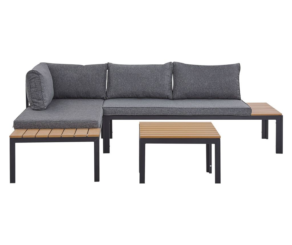 Kerti sarok ülőgarnitúra 4 személyes PIENZA II Jobb oldali Szürke - 2