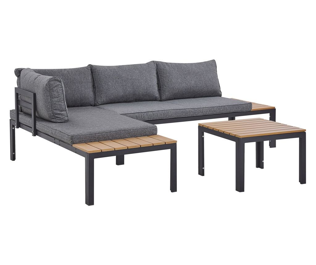 Kerti sarok ülőgarnitúra 4 személyes PIENZA II Jobb oldali Szürke - 7