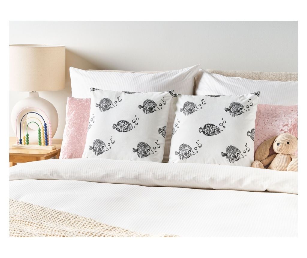 2 db díszpárna TWEEDIA Pamut 45 x 45 cm Fehér - 1