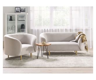 LOEN 3-Seater Living Room Set, Light Beige