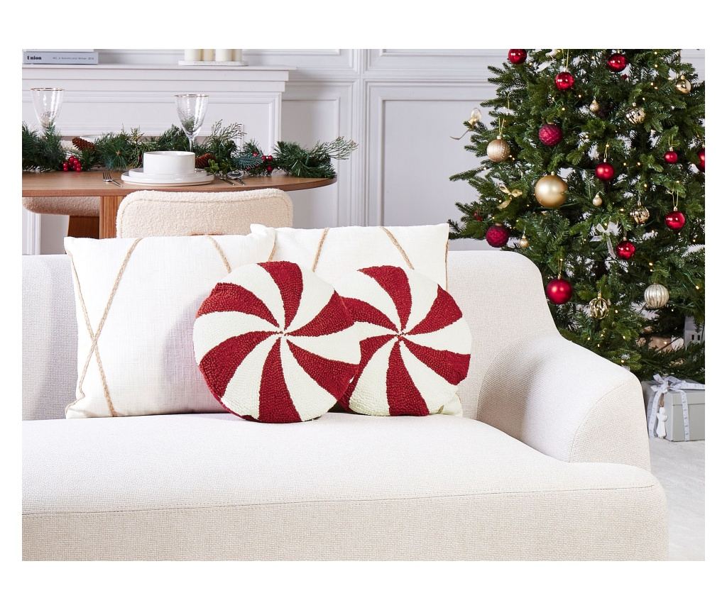 2 db díszpárna SWIRL CANDY Buklé 40 x 40 cm Piros - 1