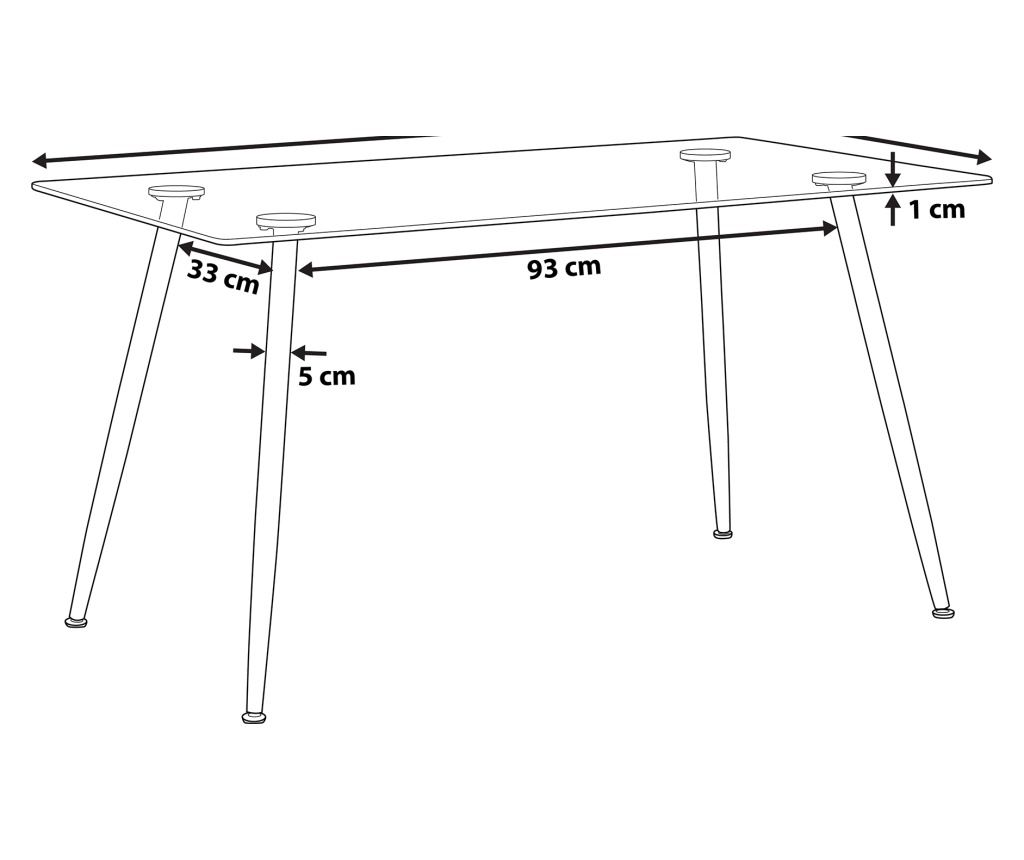 Étkezőasztal MIDLAND Fekete 80 cm Edzett üveg 140 cm - 3