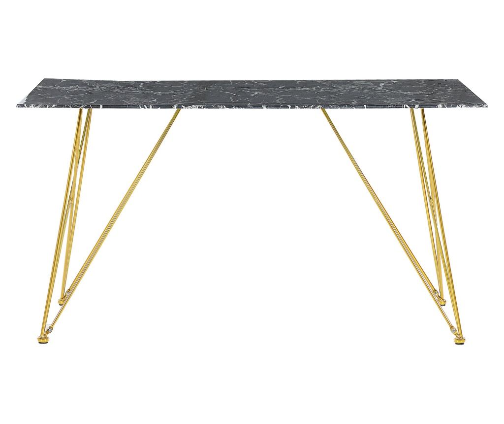 Étkezőasztal KENTON Fekete márvány 80 cm Edzett üveg 140 cm - 4