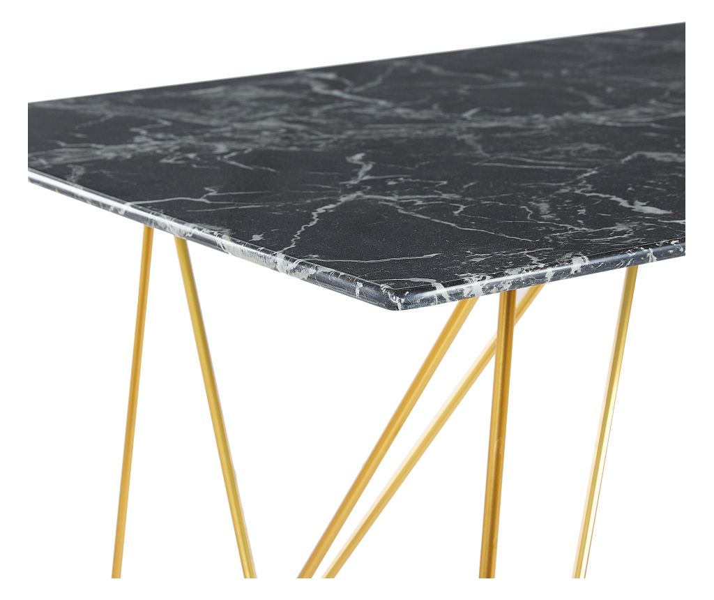 Étkezőasztal KENTON Fekete márvány 80 cm Edzett üveg 140 cm - 5
