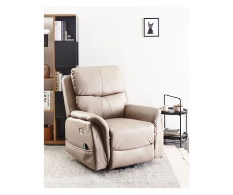 Fotoliu cu recliner electric GLORIE cu funcție de masaj Piele ecologică Taupe