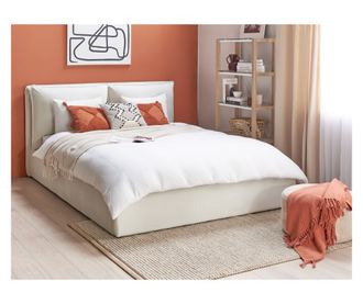 BAJONNA Velvet Ottoman Bed Frame 160 x 200 cm Off-White