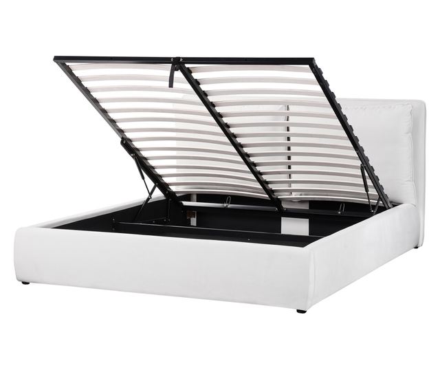BAJONNA Velvet Ottoman Bed Frame 160 x 200 cm Off-White