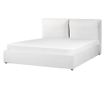 BAJONNA Velvet Ottoman Bed Frame 160 x 200 cm Off-White