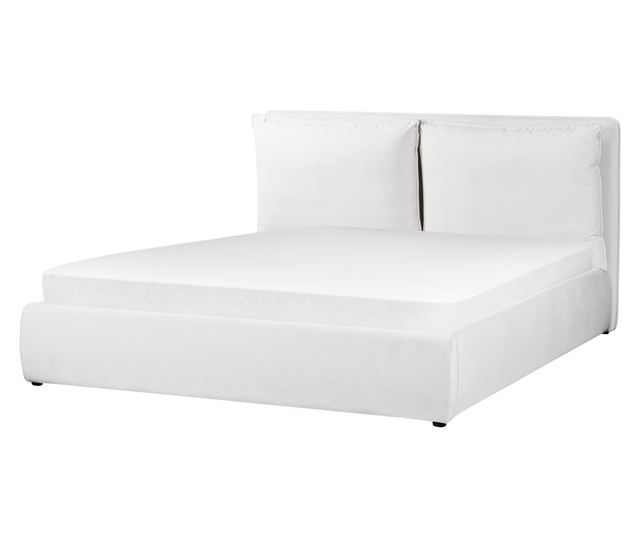 BAJONNA Velvet Ottoman Bed Frame 160 x 200 cm Off-White