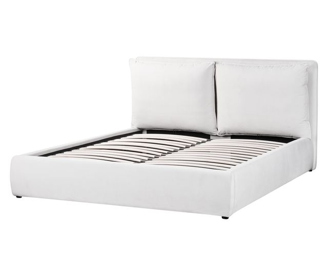 BAJONNA Velvet Ottoman Bed Frame 160 x 200 cm Off-White