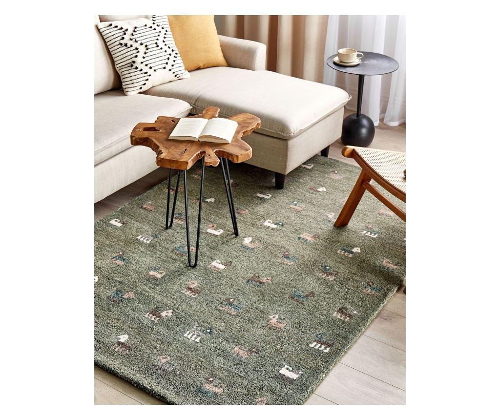 Szőnyeg KIZARLI Zöld 140 x 200 cm Gyapjú Gabbeh - 1